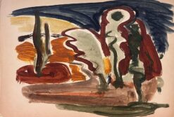 1900-1999 German Modernist Oil Painting Provence Landscape Abstract