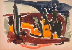 1900-1999 German Modernist Oil Painting Provence Abstract Landscape