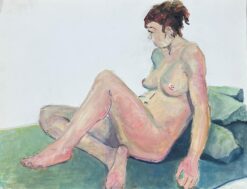 Reclining Nude Lady Model 1970's French Modernist Painting Provence Collection