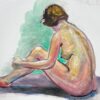 Reclining Nude Lady Model 1970's French Modernist Painting Provence Collection