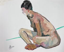 Reclining Nude Lady Model 1970's French Modernist Painting Provence Collection