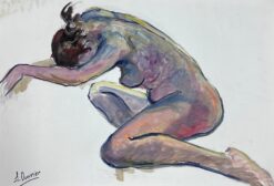 Reclining Nude Lady Model 1970's French Modernist Painting Provence Collection