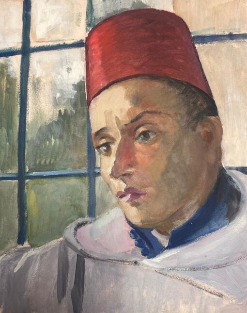 1930's Portrait Of A Man Wearing a Fez Hat