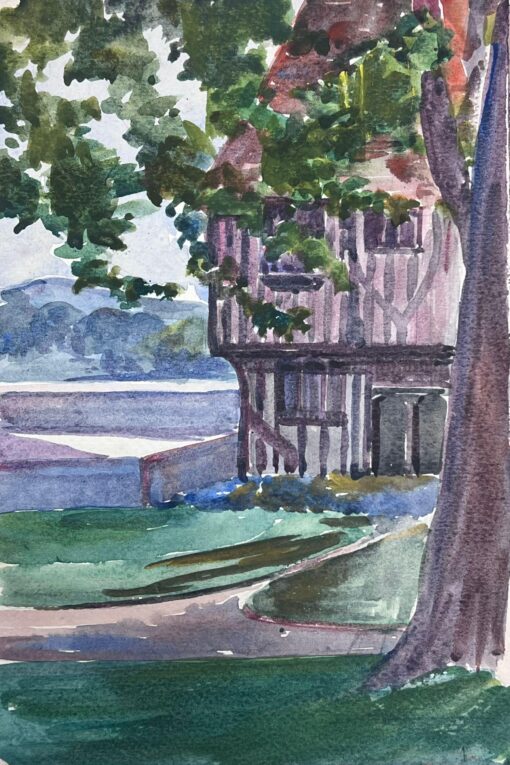 1930's French Impressionist Timber Frame House In Summer Country Landscape