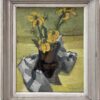 French Impressionist Still Life Painting Sunflowers In Yellow Table Interior