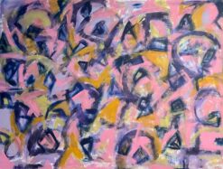 Huge Pink Purple and Orange Abstract Expressionist Painting Contemporary British