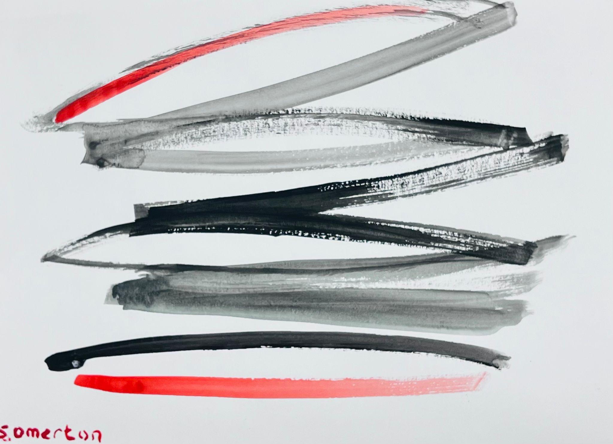 Abstract Expressionist British Original Watercolor Painting Shapes Patterns