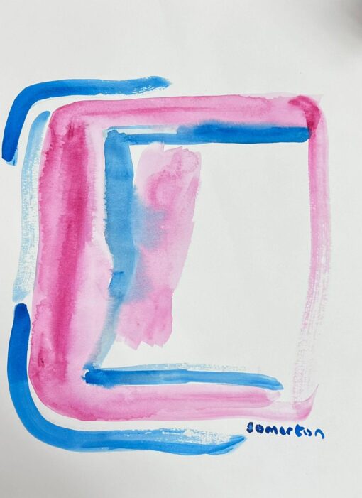 Abstract Expressionist British Original Watercolor Painting Shapes Patterns