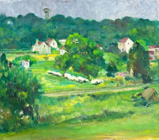 Red Roof Village In Bright Green Field Landscape's French Landscape