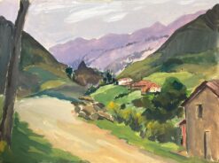 1930's French Country Houses Along The Country Track Leading To Purple Mountains