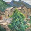 1930's French Impressionist Stone Houses In Purple Green Mountains
