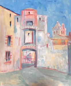 1900-1999 Modernist Painting Stone Village Arch Way Street Landscape