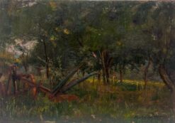 Fine Antique French Impressionist Signed Oil Painting Sunlit Woodland Meadows