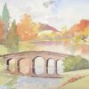 Fine British Original Impressionist Watercolor Summer Bridge River Reflection