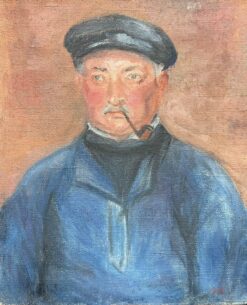 Portrait of a Man with Pipe Mid 1900-1999's French Post-Impressionist Oil
