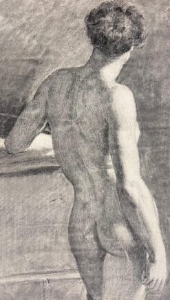 Circa 1800 French Neo-Classical Study of Male Nude Standing Academic Pose