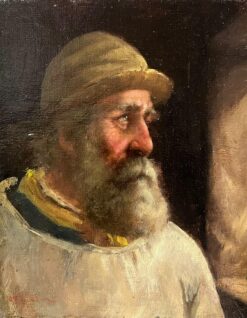 The Cornish Fisherman Signed Antique Oil Painting Portrait Old Sailor