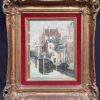 Canal View in Amsterdam Tranquil Cityscape Dutch School Signed Oil Painting