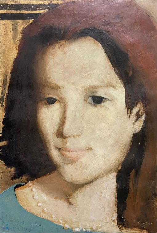 1960's Modernist Portrait of Woman Monegasque Artist Signed Oil Painting