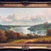 Large Traditional English River Woodland Landscape Signed Oil Painting framed