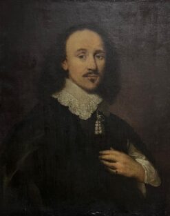 Early 1700 - 1799 Flemish Portrait of Man in White Lace Collar Oil Painting