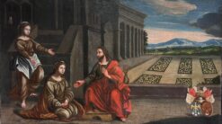 Huge I1600's Italian Old Master Oil on Canvas Jesus at House of Mary & Martha