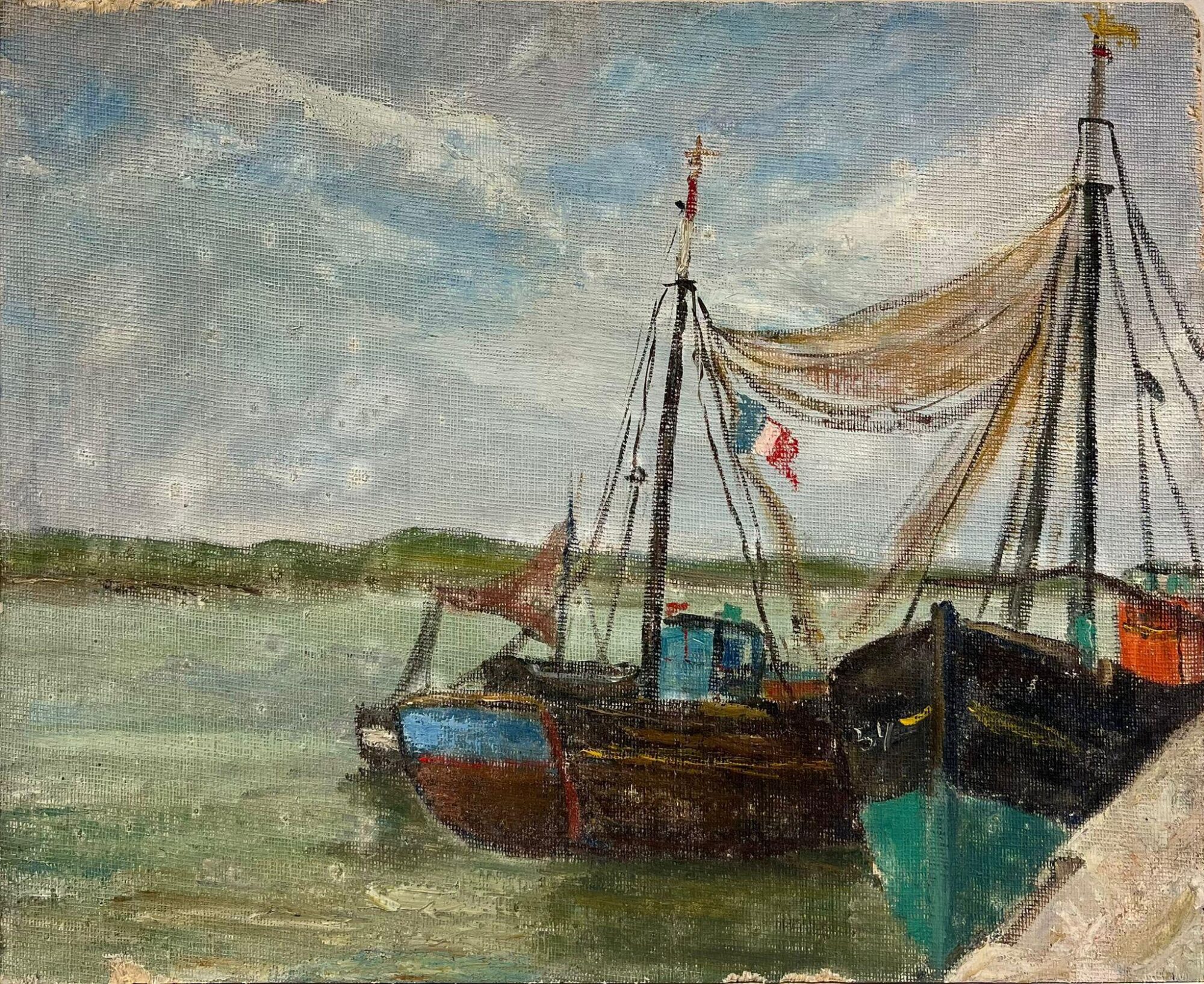 Mid 1900-1999 French Impressionist Oil Dusty Sand Dunes Landscape