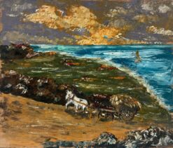 Rustic Coastal Landscape with Horse and Cart Oil Painting