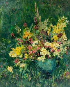 Mid 1900-1999 French Post Impressionist Oil Wild Flowers Picked in Garden