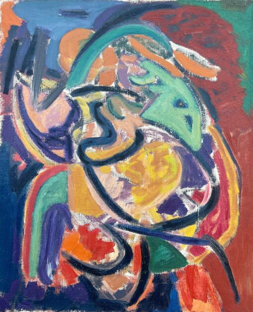 Large French 1900-1999 Painting Vibrant Bold Colours Dynamic Shapes Abstract