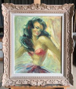 Mid-Century French Impressionist Portrait of a Woman Dancing in Vibrant Colors