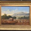 1800 - 1840 Welsh Oil Painting Harvest Time Loading Haycart Mountains
