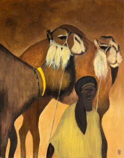 The Camel Keeper & His Majestic Herd Oil Painting French Orientalist Huge Oil