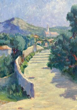 ORIGINAL VINTAGE BRITISH IMPRESSIONIST SIGNED OIL OLD PROVENCE VILLAGE VIEW