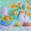 French Impressionist Oil Painting Flowers, Fruit and Jug Still Life