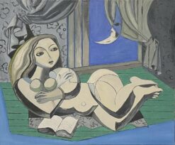 Large French 1900-1999 Oil Nude Lady Reclining, in the Style of Picasso
