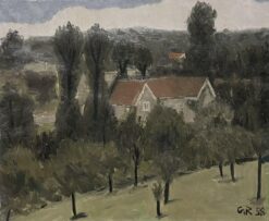 1950's French Post-Impressionist Signed Oil Village Houses in the Rhone Valley
