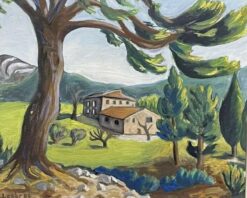 MID CENTURY FRENCH POST IMPRESSIONIST SIGNED OIL PROVENCE LANDSCAPE - FRAMED