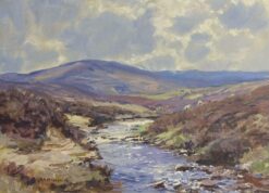 Scottish Highland Sunny Landscape River Landscape Signed Oil Painting