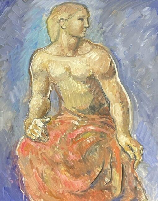 ROBERT BOUILLE (1926-2021) LARGE SURREALIST OIL PORTRAIT MUSCULAR NUDE MODEL