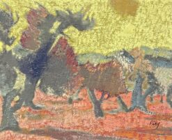 1960's FRENCH MODERNIST SIGNED OIL PAINTING - SUN SCORCHED LANDSCAPE