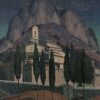Saint-Agnes Provence Hill Top Perched Village Signed French Modernist Oil
