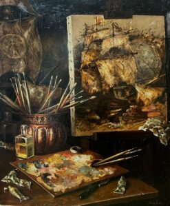 1900-1999 French Artists Studio Interior Scene Painting on Easel