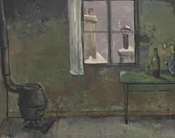 Parisian Interior Attic Room Mid 1900-1999 French Signed Oil, Rooftop Views