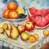 Watermelons & Fruit Large Modernist Still Life Painting Spanish Artist