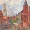 Mid 1900-1999 1950's French Post-Impressionist Oil Old French Town Buildings