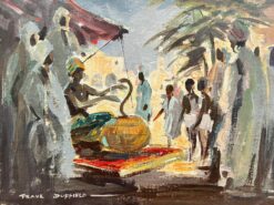 Snake Charmer Busy Market Place British Mid 1900-1999 Impressionist Painting