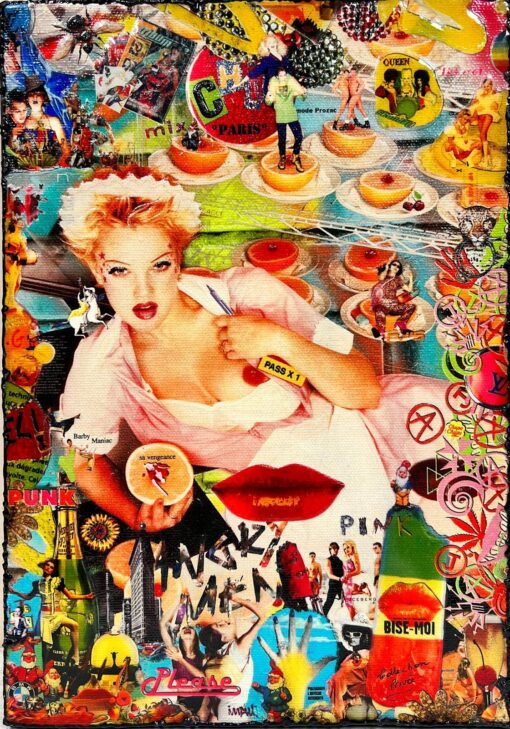 Contemporary French Pop Art Nude Collage Artwork