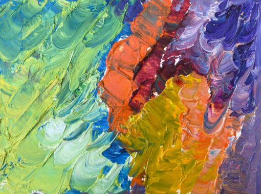 Multicolored French Impressionist Oil Painting Thick Abstract