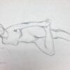 French Impressionist Nude Female Figure Stretching Pencil Sketch